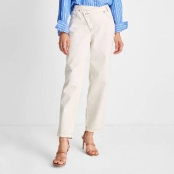 Women’s Future Collective Kahlana Barfield Brown Overlap Waist Mid Rise Tapered - Picture 1 of 11